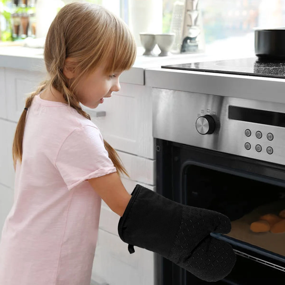 

1 Set Heat Resistant Oven Mitts and Pot Holder Cotton Kitchen Accessories Heat Insulation Supplies for Home Oven Microwave