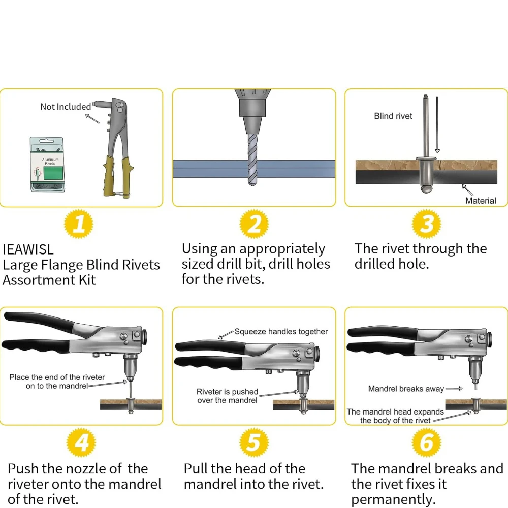250 pz 3/16 "X 1/8" X5/32 "Argento Grande Tappo Rivetti Ciechi e Tirare Rivetti Set GB/T12618 Tipo di Apertura Rivetto Grande Tappo Tirare Rivetti