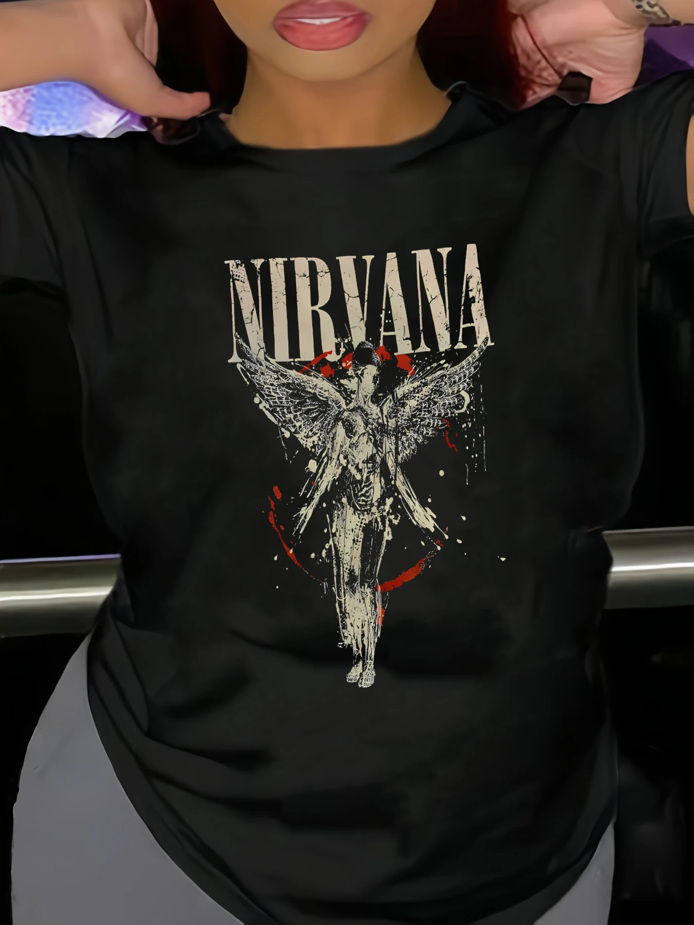 

【0933】Женская футболка больших размеров с круглым вырезом и коротким рукавом, эластичная футболка с короткими рукавами и трендовым принтом