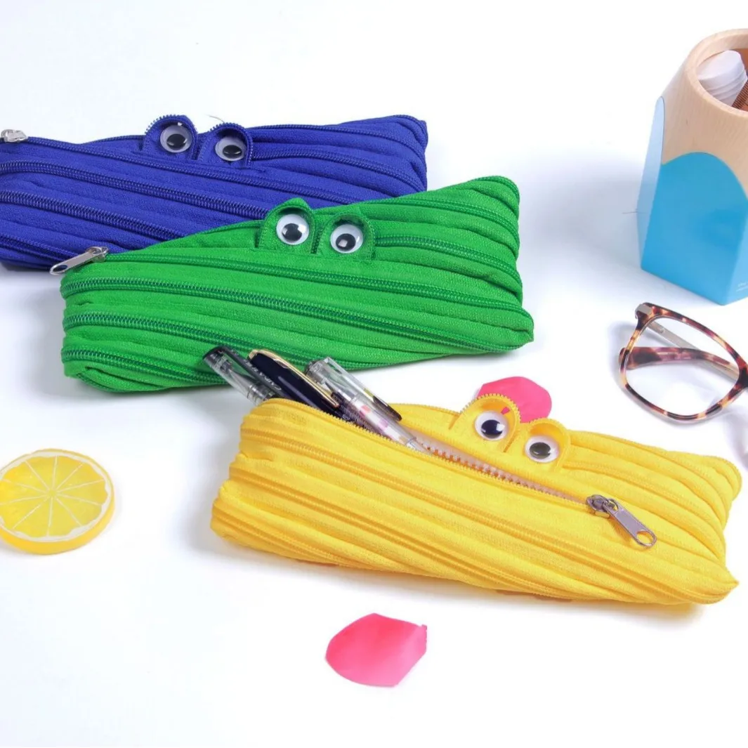 Creative One Zipper Monster Pencil Case Cute Googly Eyes Pen Pouch Stationery Bag for Kids School Office Use
