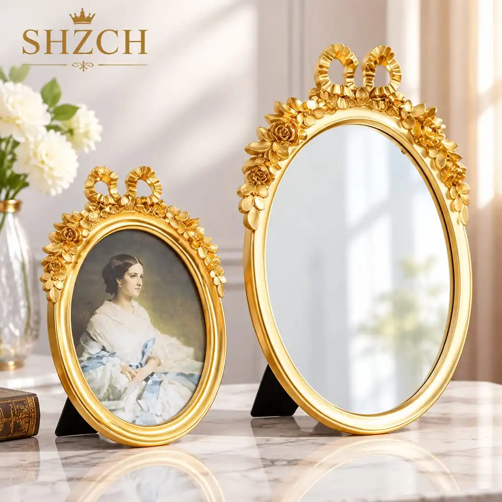 European Style Resin Bow Mirror Bathroom Mirrors Dressing Table Makeup Mirror Wall Mount Carving Espejos Espelho Para Banheiro