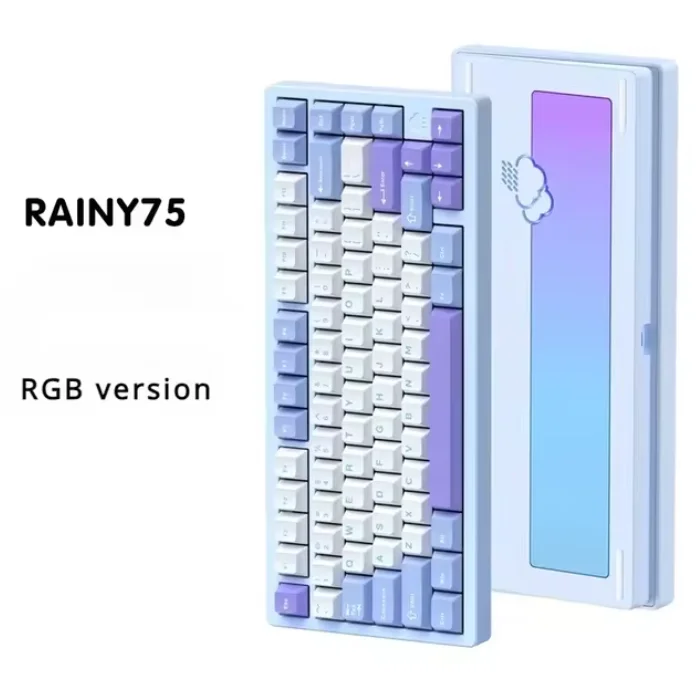 RAINY75 لوحة المفاتيح الميكانيكية سبائك الألومنيوم ثلاثي الوضع RGB اللاسلكية المخصصة لوحة المفاتيح الساخنة مبادلة RGB طوقا ملحقات الكمبيوتر الهدايا