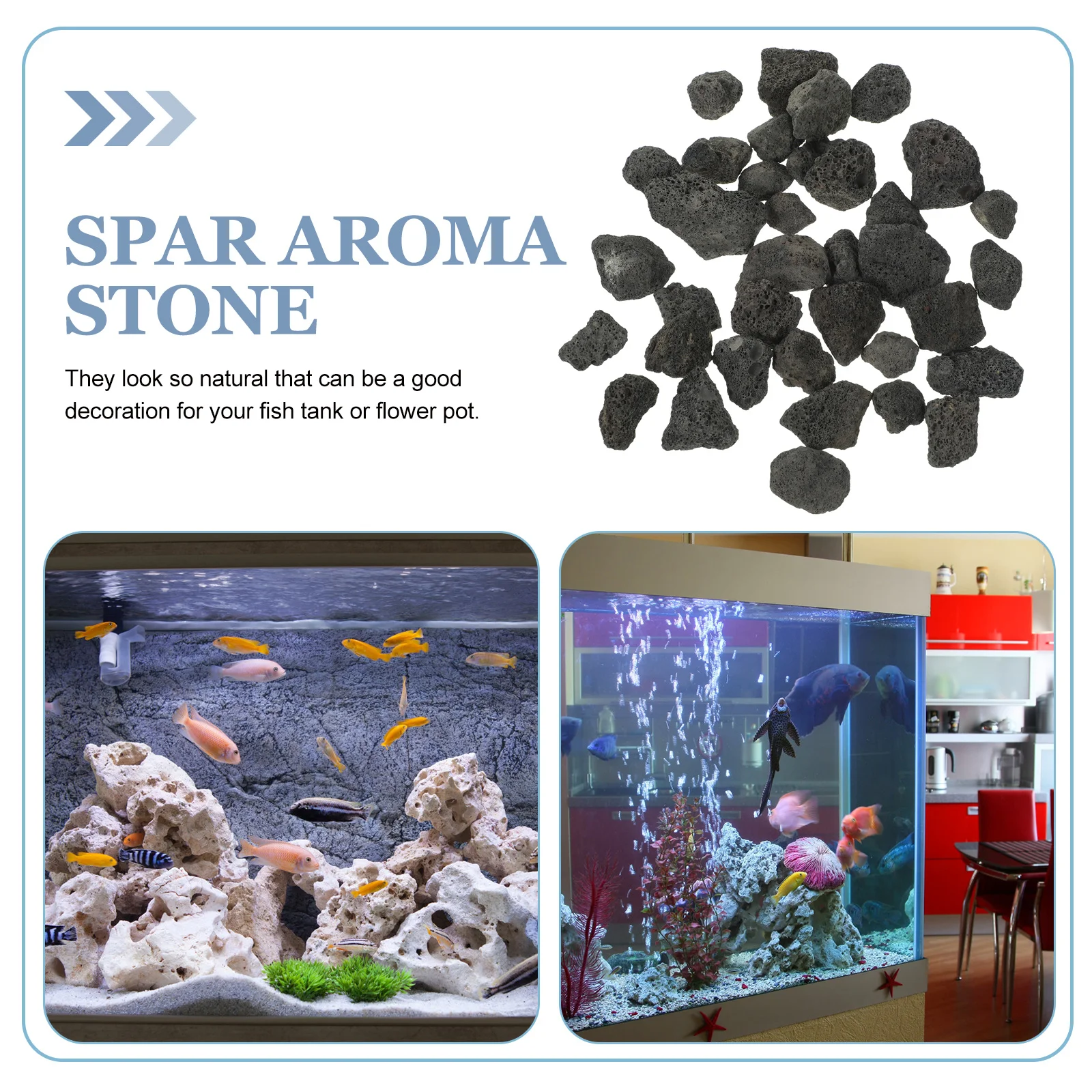 

Fish Tank Volcanic Stone Rock Decoration for Aquariums Black Stones Decorations
