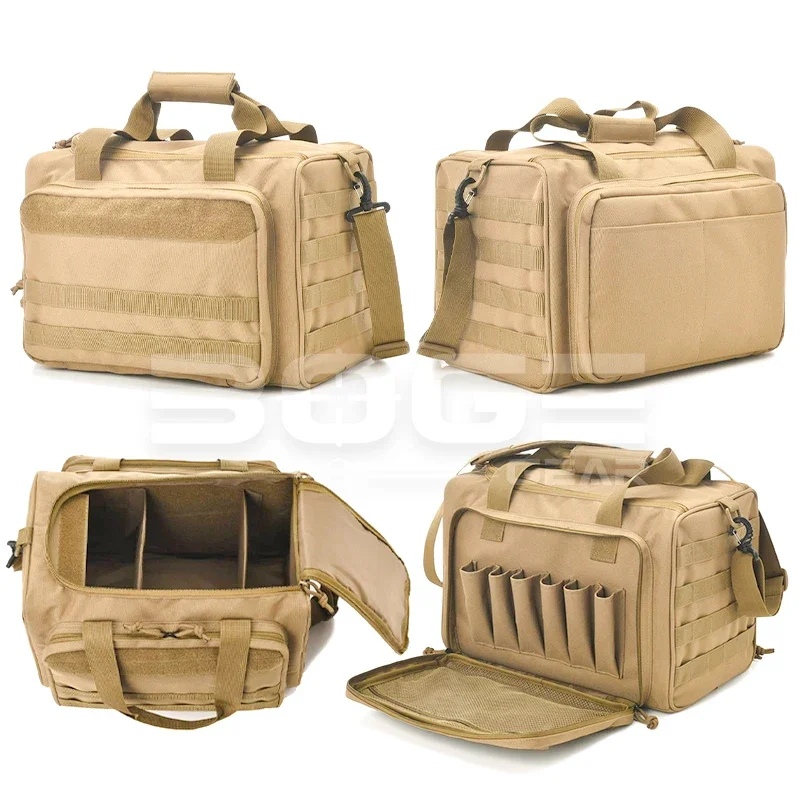 Tactical Range Bag Molle System 600D Waterproof Gun Shooting Pistol Case Pack Khaki  Hunting Accessories Tools Sling Bag Camping