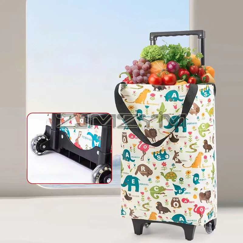 Can Pull Carry Shopping Cart Foldable Stair Climbing Grocery Trolley Large Capacity Vegetable Bung Rainproof Ultra-light Handbag