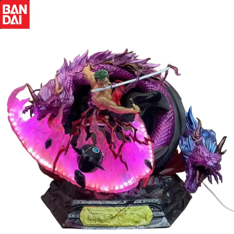 

37cm One Piece Anime Statue Collection Decoration Luminous Gk Dragon Series Roronoa Zoro Super Tornado Action Figures Model Toys