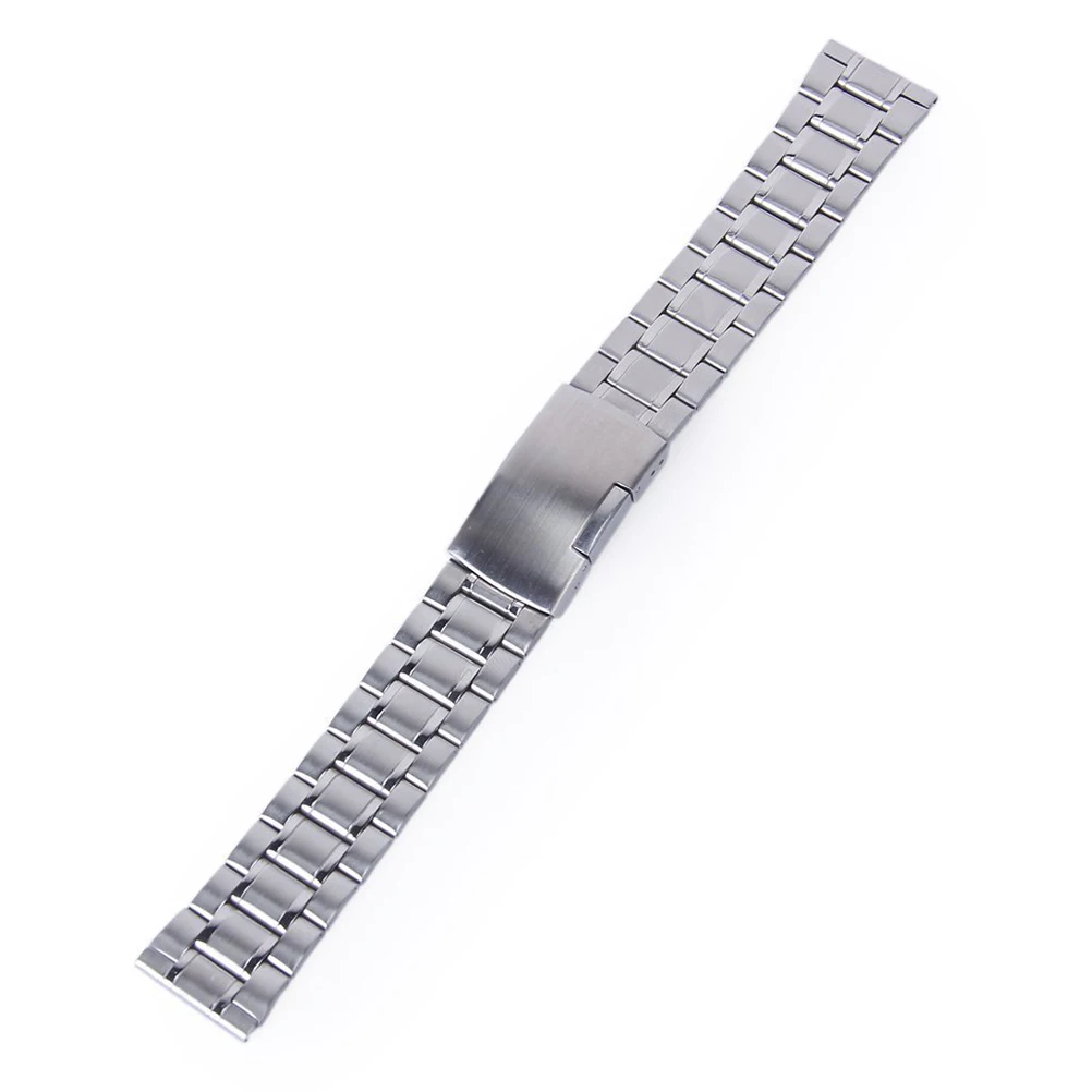 

4Pcs Stainless Steel Watch Strap 20mm Solid Links Straight End Foldover Clasp Push Button Quick Release Comfortable Silver
