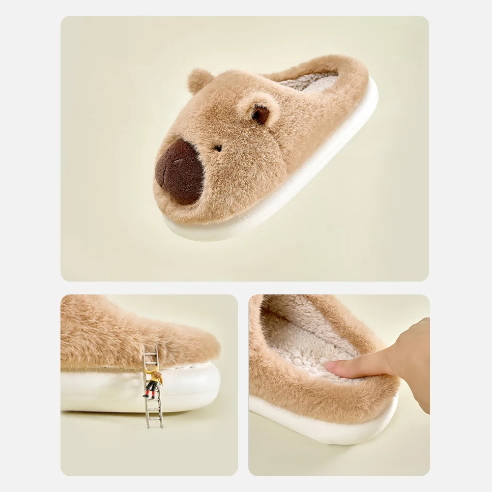 Pantoufles en Peluche Capybara pour Couple, Confortables, Antidérapantes, Chaussures de Marche, Nik, Chambre à Coucher