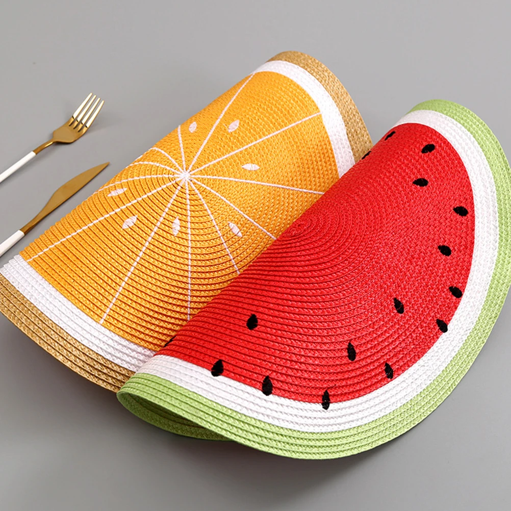 Almohadillas aislantes, manteles individuales para mesa, manteles individuales de sandía, mesas redondas de estilo japonés de verano