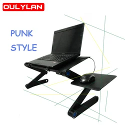 Adjustable Laptop Desk Stand Portable Aluminum Ergonomic Lapdesk ForSofa PC Notebook Table Desk Stand With Mouse Pad Punk