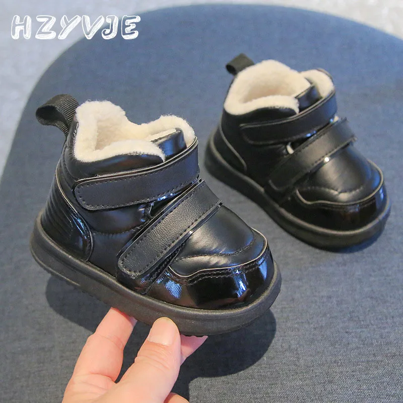 2023 Winter New Plus Thickened Baby Walking Cotton Shoes Children\'s Add Velvet Warm Snow Boots Non Slip Outdoor Sports Shoes