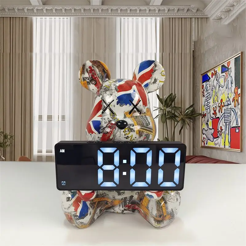 Violent Bear Electronic Alarm Clocks, Living Room, Bedroom, Bedside Table Decoration, Desktop, Luminous, Silent Digital Clock