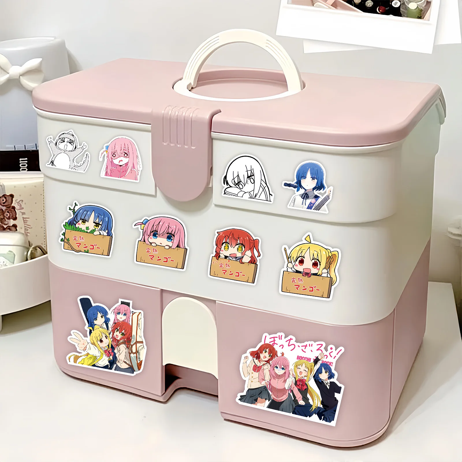 50 Peças Anime BOCCHI THE ROCK! Adesivos de Brinquedo para Crianças, Adesivos DIY para Capacete de Moto, Telefone, Skate, Decalques de Desenhos Animad