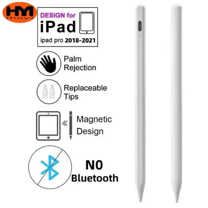 For iPad 2018-2021 Tilt Pressure Sensing Pen with Magnetic Attraction Anti misoperation Pen Capacitive Pen, iPad Touchscreen Pen