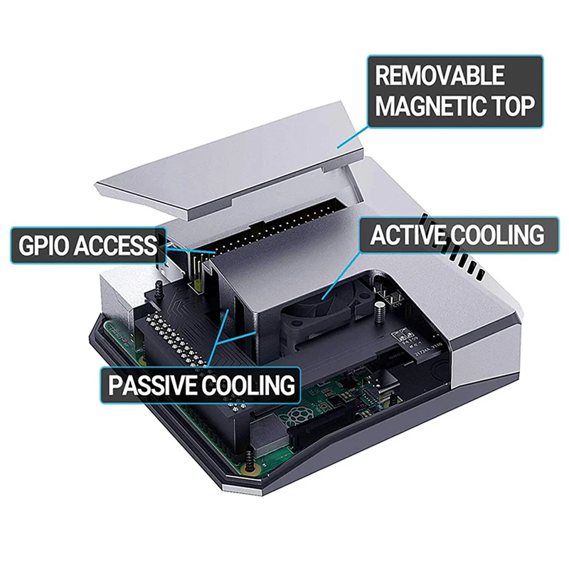 Imagem -02 - Argônio um v2 Alumínio Case para Framboesa pi Case com Botão Liga Desliga Ventilador Caixa de Metal Modelo b