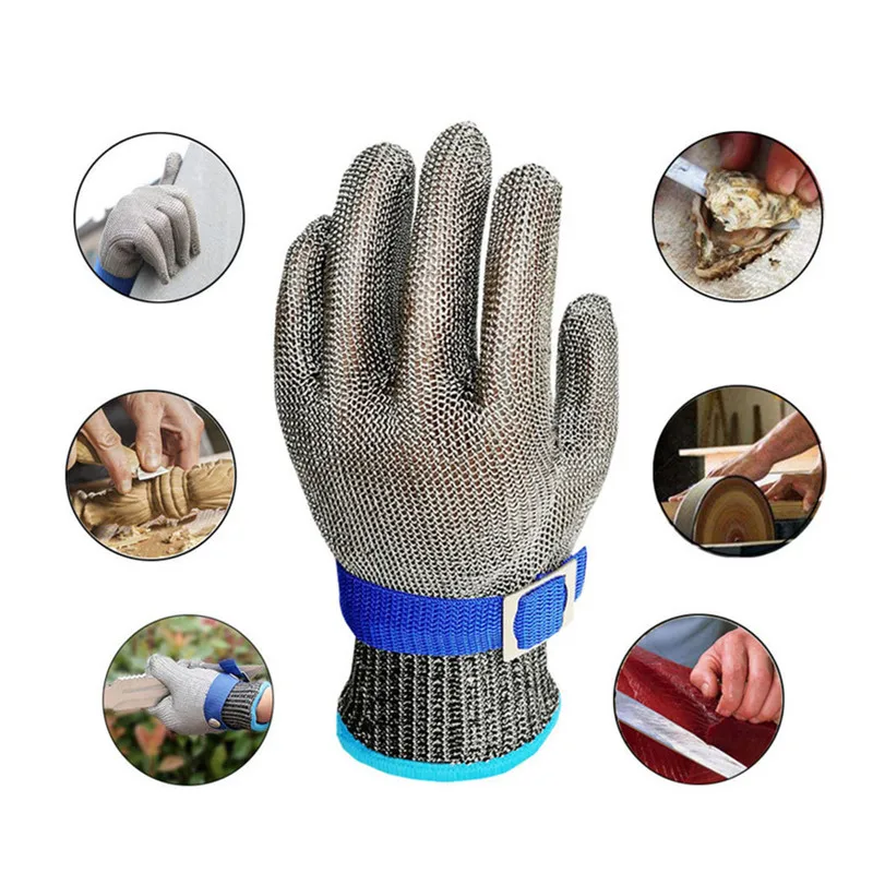 

Protect Stainless Steel Working Safety Metal Mesh Anti Cutting Butcher Kitchen Gloves Cutproof Level 5 HPPE Gloves Cut Resistant