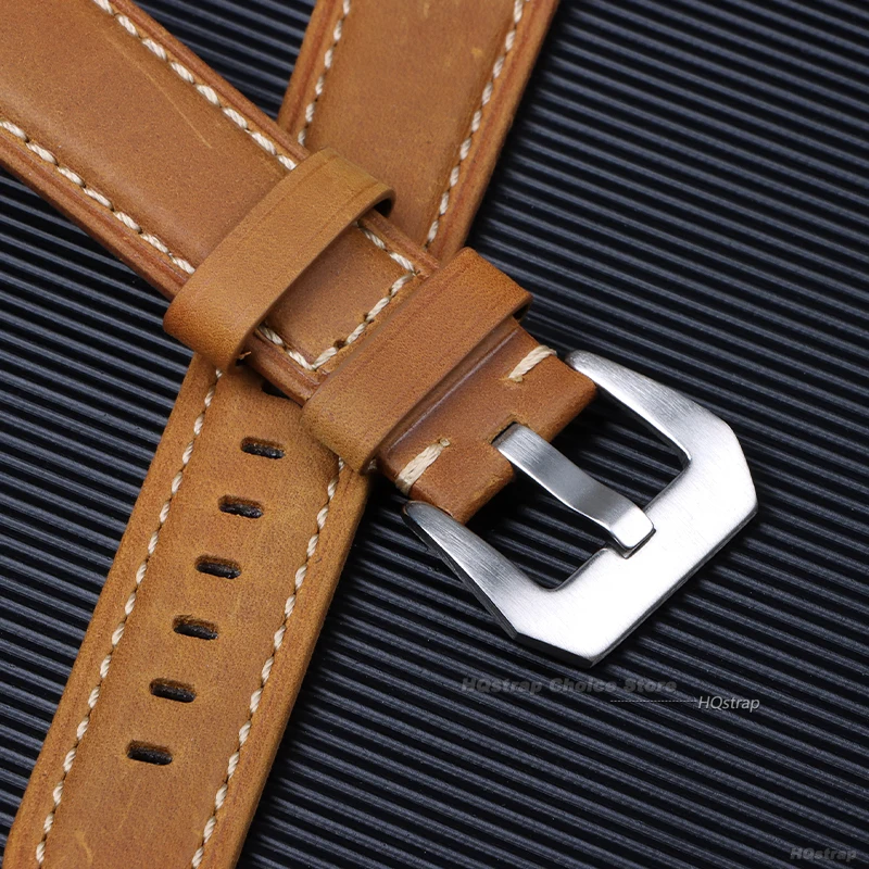 عالية الجودة متجمد الجلود حزام ساعة اليد لبانيراي 20 مللي متر 22 مللي متر 24 مللي متر 26 مللي متر الرجال حزام الساعات أسود براون أزرق حزام ساعة من الجلد #5