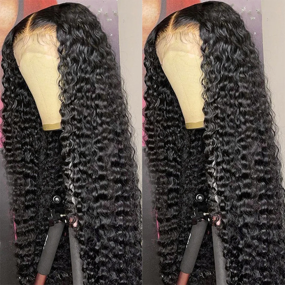 30 34Inch Water Wave Lace Front Wig Human Hair For Women 13x4 Brazilian Glueless Deep Wave Frontal Wig Pre Plucked Wet And Wavy