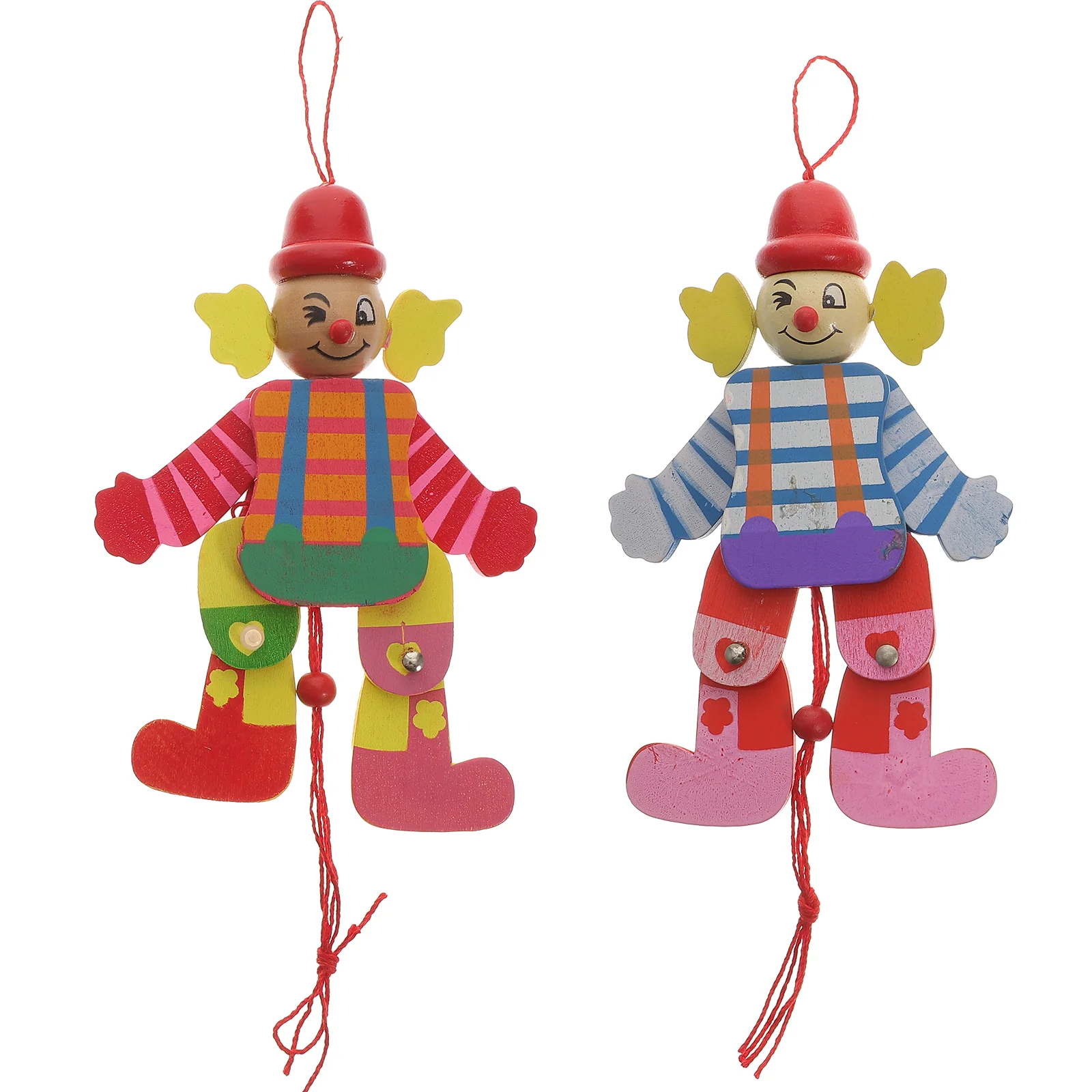 2 Pcs Clown Marionette Puppet Puppets Marionettes Funny Wood Hand Show Prop Cone