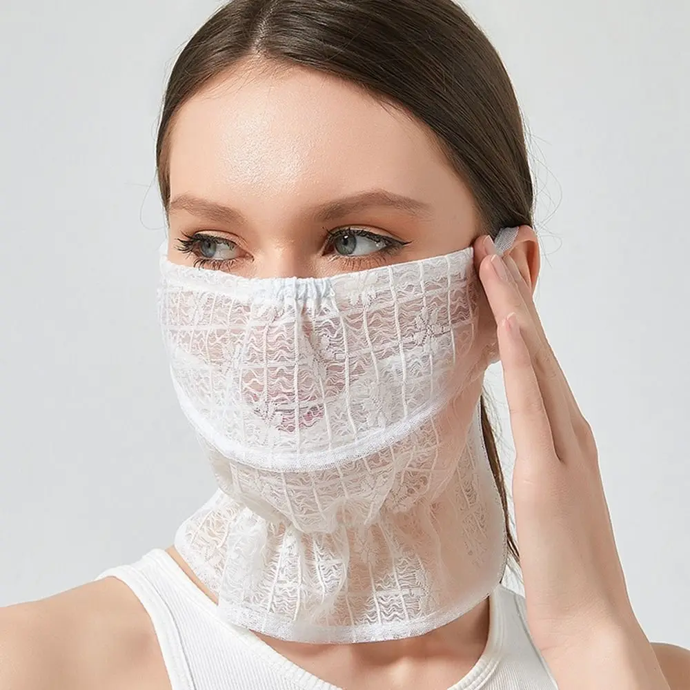 Maschera da donna per la protezione solare nuova protezione per il collo velo in pizzo traspirante per ciclismo all\'aperto che apre la copertura per