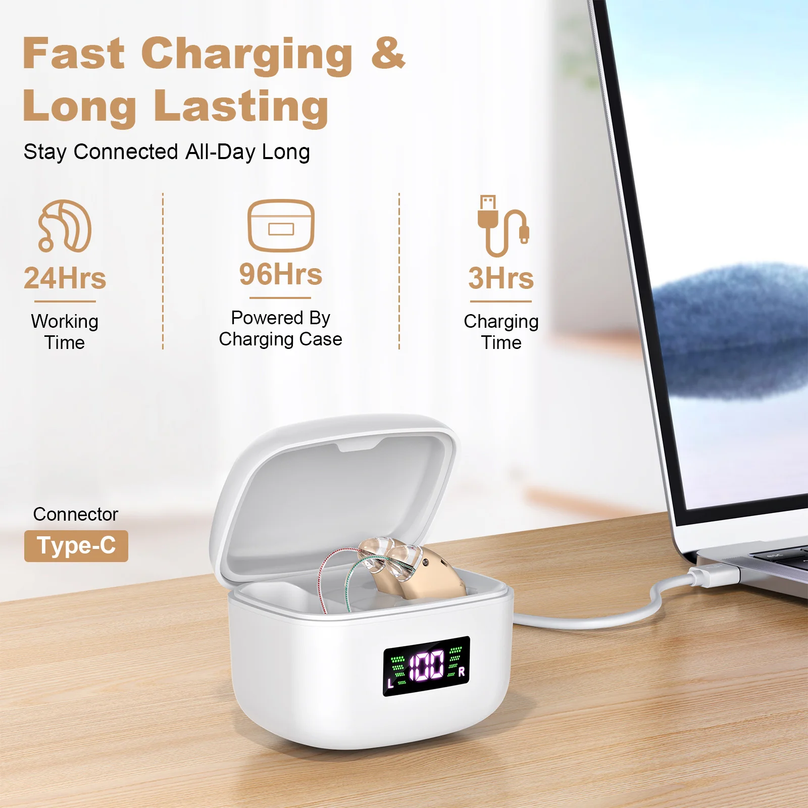Rechargeable Hearing Aids BTE Hearing Aids for Seniors Personal Sound Amplifier Adults Hearing Assist Devices with Charging Base