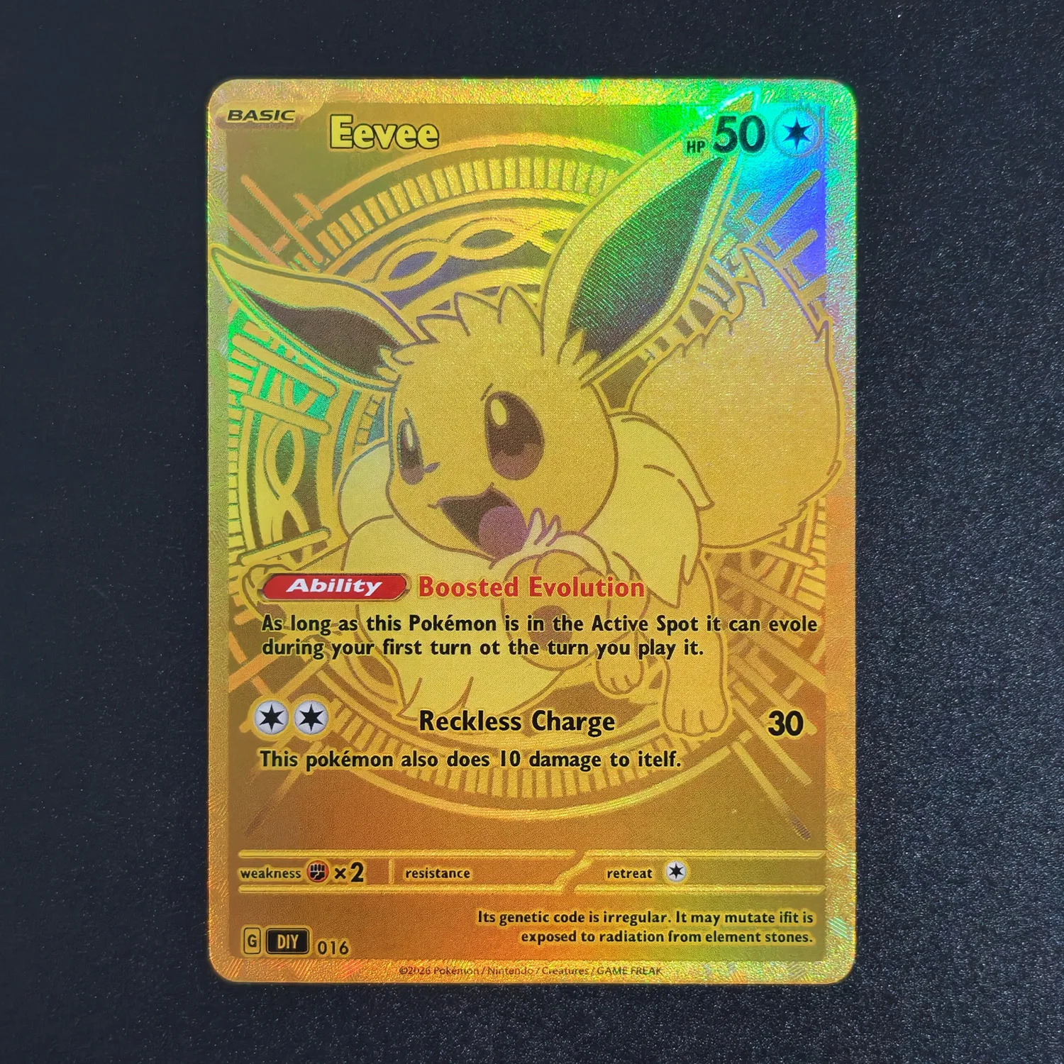 DIY Collection Cards Gold Custom Cards Setumbreon Mewtwo Mew Gengar Golden Metal Style Foil Full Art Holo Anime Game Card Gift