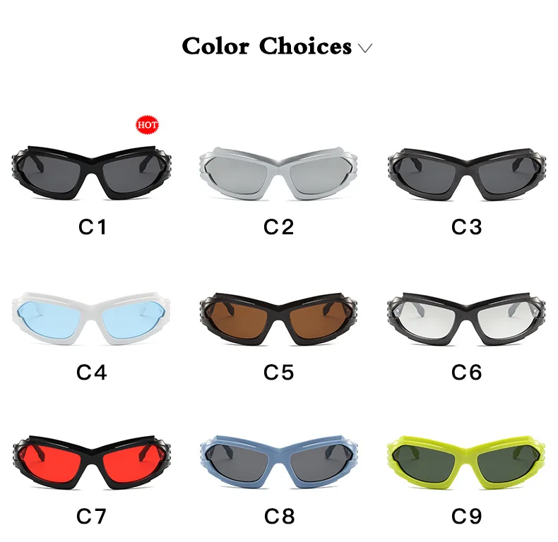 Outdoor Sport Sonnenbrille Frauen 2000S 90S Ästhetische Y2K Sonnenbrille Männer Vintage Shades Mode Coole Punk Goggle Brillen Wellenförmige Beine – Detail 4