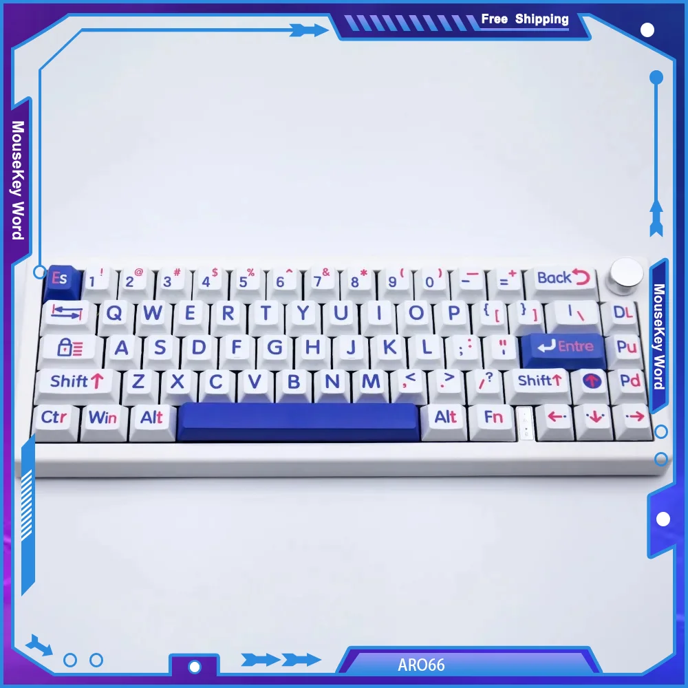 

ARO66 Tri-Mode Mechanical RGB Gaming Keyboard 68 Keys Wireless Bluetooth Kit Hot Plug Gasket Structure RGB Mahjong Tone Key Knob