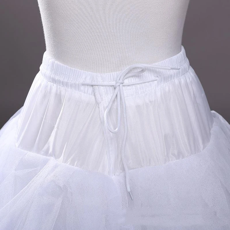 Anágua de tule branco para vestido de casamento estilo linha, 4 camadas, sem aros, acessórios de casamento, saias longas, saia inferior