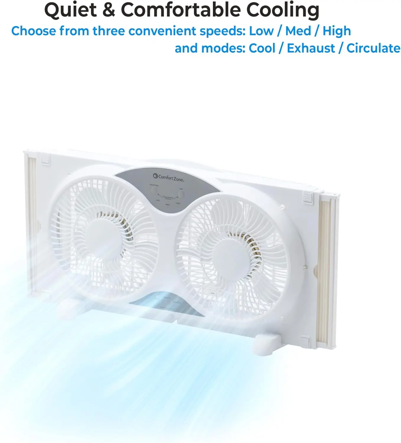 Twin Window Fan with Remote, Adjustable Width, 3 Speeds & Functions for Home Office Cooling