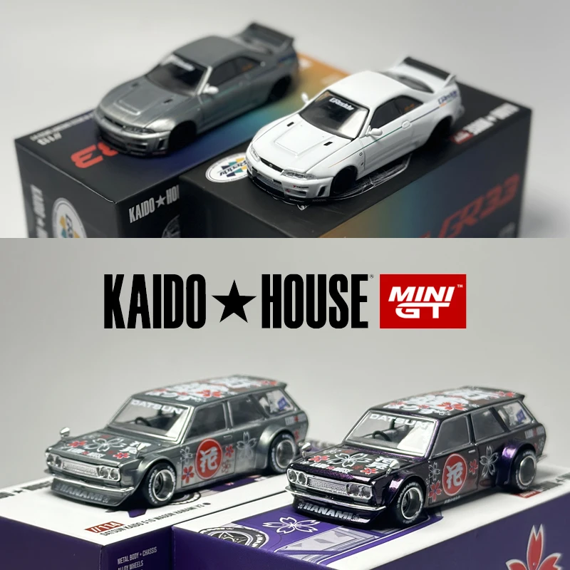 Kaido House MINIGT White R33 Purple Datsun 510 Crock Chase alloy car model 113 114