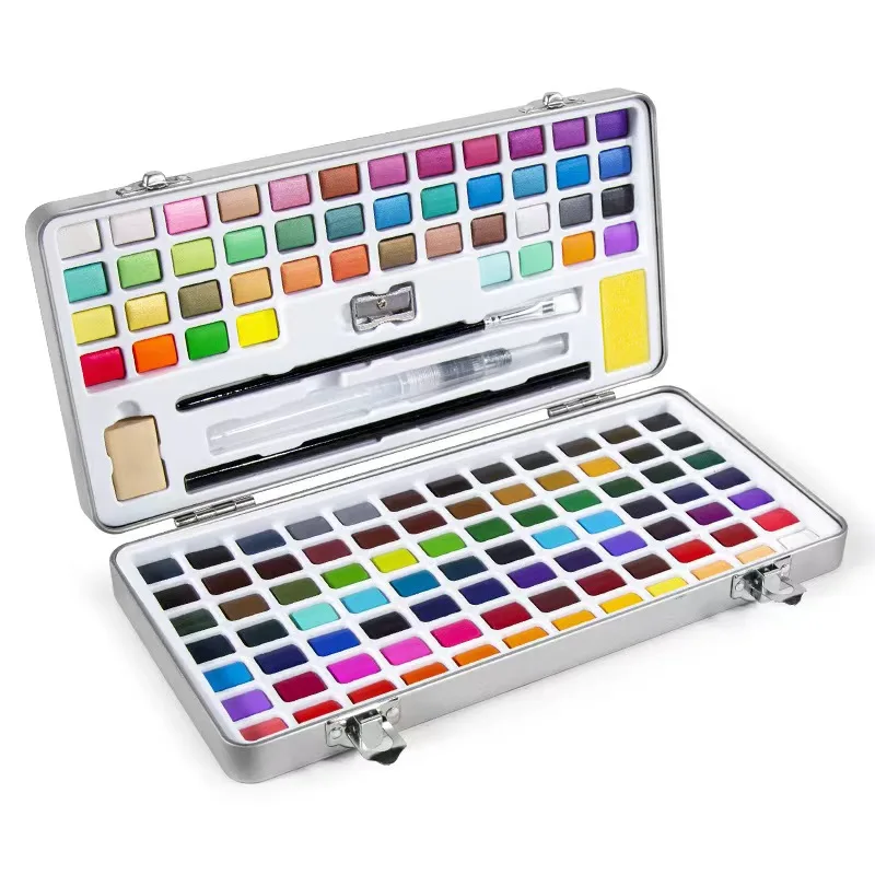 Imagem -03 - Pigmento Aquarela Conjunto para Iniciante Caixa de Traje de Pintura Pacote de Desenho Profissional Presente da Escola Art Supply 128.160 Cores