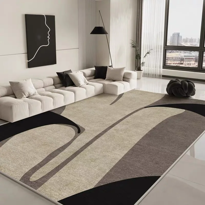 VIKAMA Modern Simple Geometric Crystal Pile Living Room Carpet Line Bedroom Coffee Table Full Floor Mat