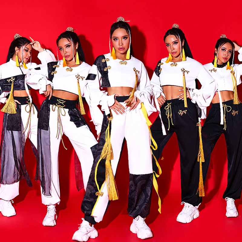 Girls Group Gogo Dancers Outfits Chinese Style Jazz Dance Performance Costumes Nightclub Bar Dj Rave Clothes Stage Wear DQS15083