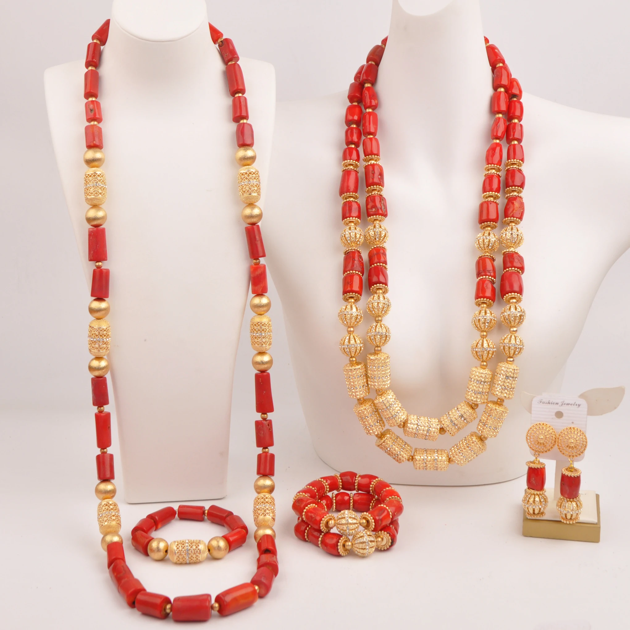 

Fashion African Coral Bead Couple Jewelry Set