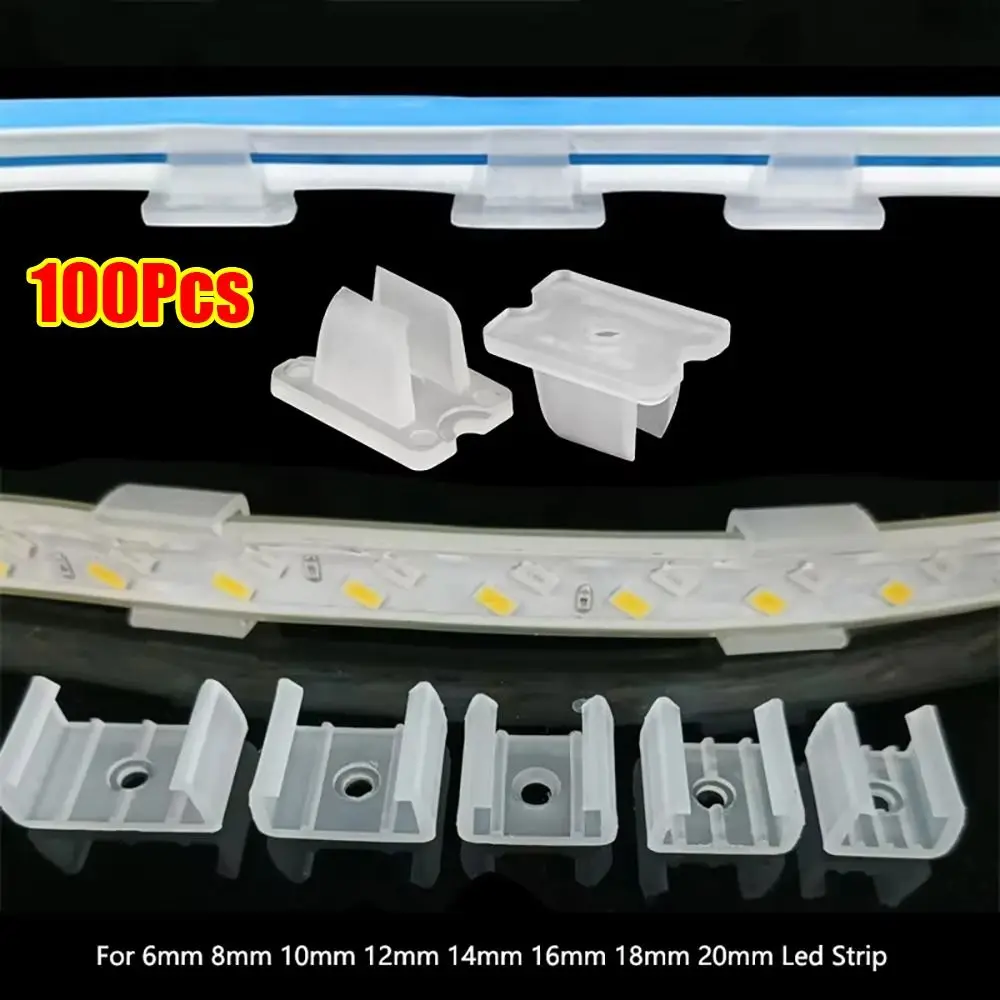 100Pcs 220V Flexible COB LED Strip Fixed Clips Plastic Lamp Holder Fitting Light Mounting Buckle 8-20mm 5050/5730/2835