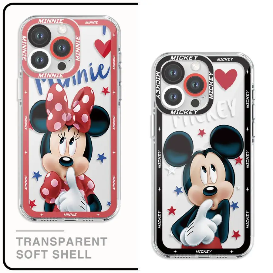 Disney Minnie Mouse Mickey Case for iPhone 16 Pro 15 12 Pro Max 11Pro 13 14 Plus 7 8 XR XS MAX 12 Mini SE 16Plus Angle EYE Cover