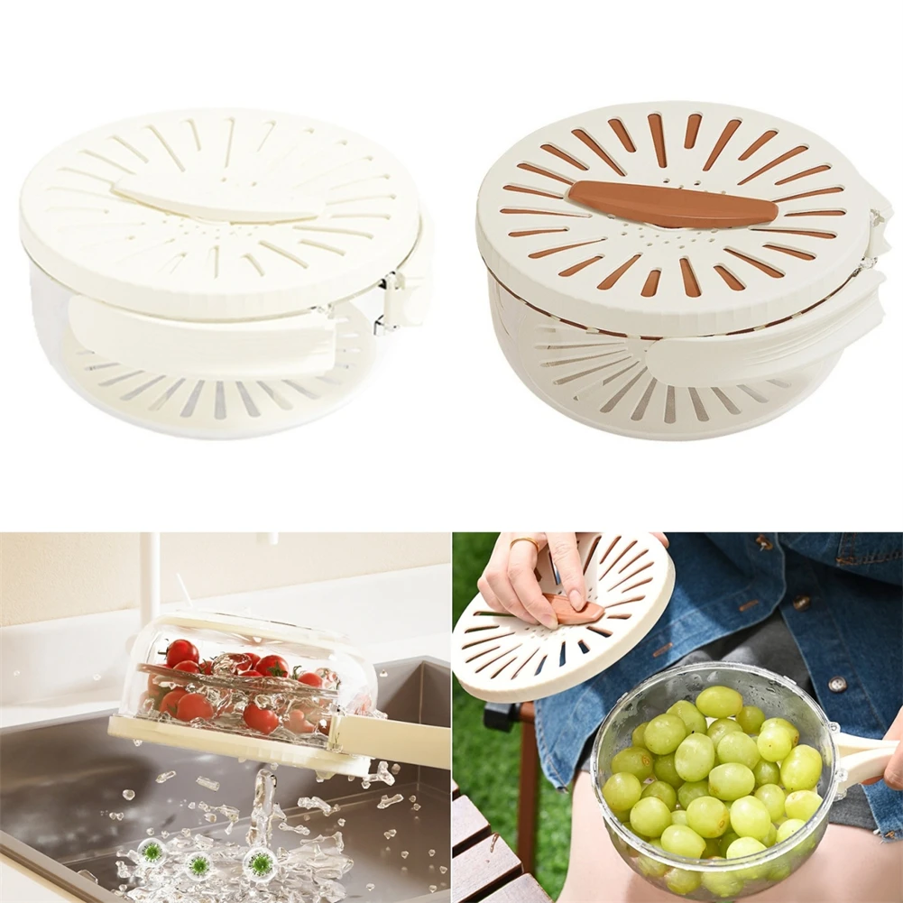 Multi Functional Drain Basket with Foldable Handle Perfect for Straining Fruits and Vegetables in Your Kitchen