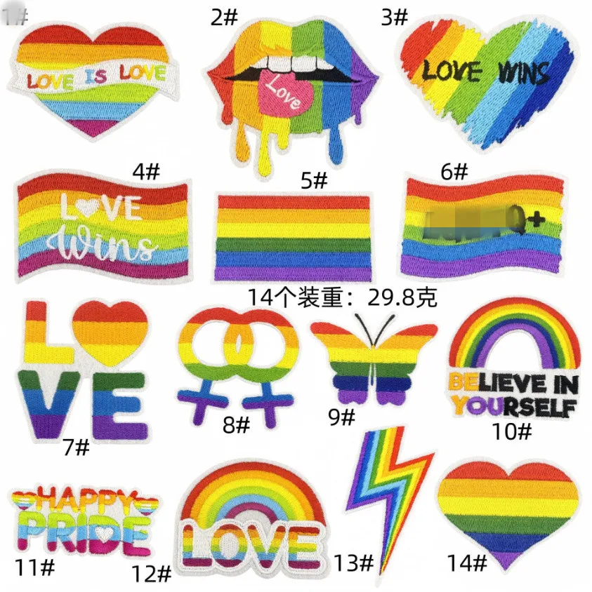 10 قطعة شارات ملونة قوس قزح بقع مطرزة الحديد الملابس قبعة حقيبة الأحذية إصلاح المواد الهاتف هدية صندوق ديكور DIY التبعي