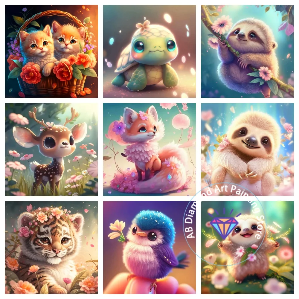 

Animal sloth flower cartoon AB diamond painting kit square circular diamond 5D DIY mosaic handmade art adult gift home Decor