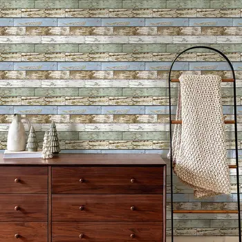 Voděodolný, balení 10 kusů, 3D modrozelený samolepicí nástěnný panel s imitací dřeva 11,8 8 nejlepší prodej Měkký nástěnný panel - №4