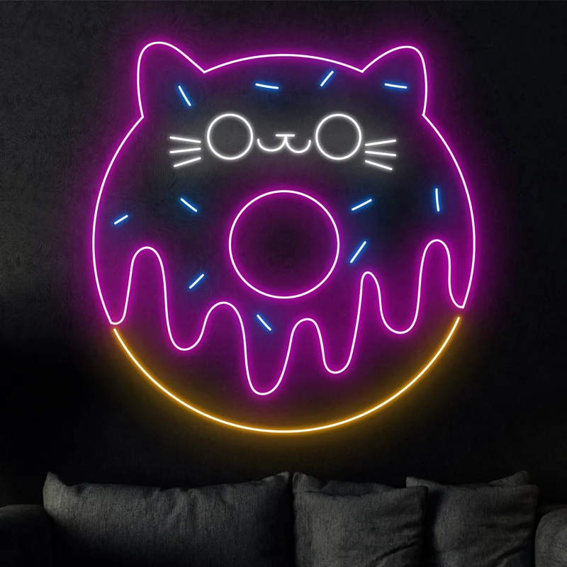 Donuts Neon Sign Custom Neon Signs Sweet Coffee Bar Pink Led Light Dessert Open Shop Decor Donut Neon Art Birthday Party