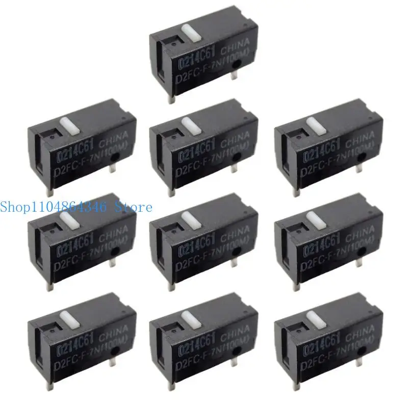 652F 2/10Pcs WhiteDots Mice Micro Switches D2FC-F-7N(100M) Mice Micro Button 3Pin 0.74N 100Millions Clicks Time
