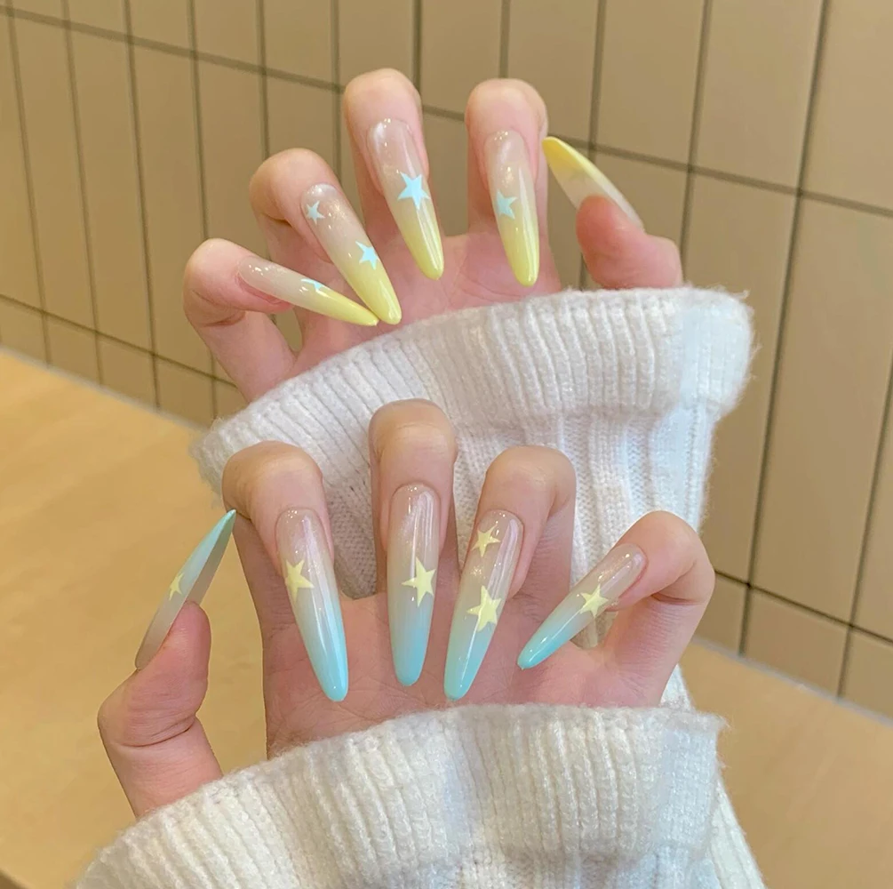 5D Embossed Nail Art Stickers Full Tips Candy Color Hollow Stars Love Hearts Bowknots Nails Decals Decorations For Manicures