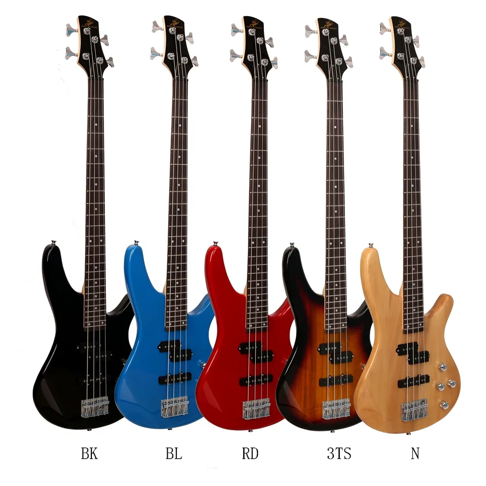 Hot Selling Cheap 4 strings Bass Guitar China Wholesale High Quality Basswood Body Maple Neck 24 Frets Glossy Finish