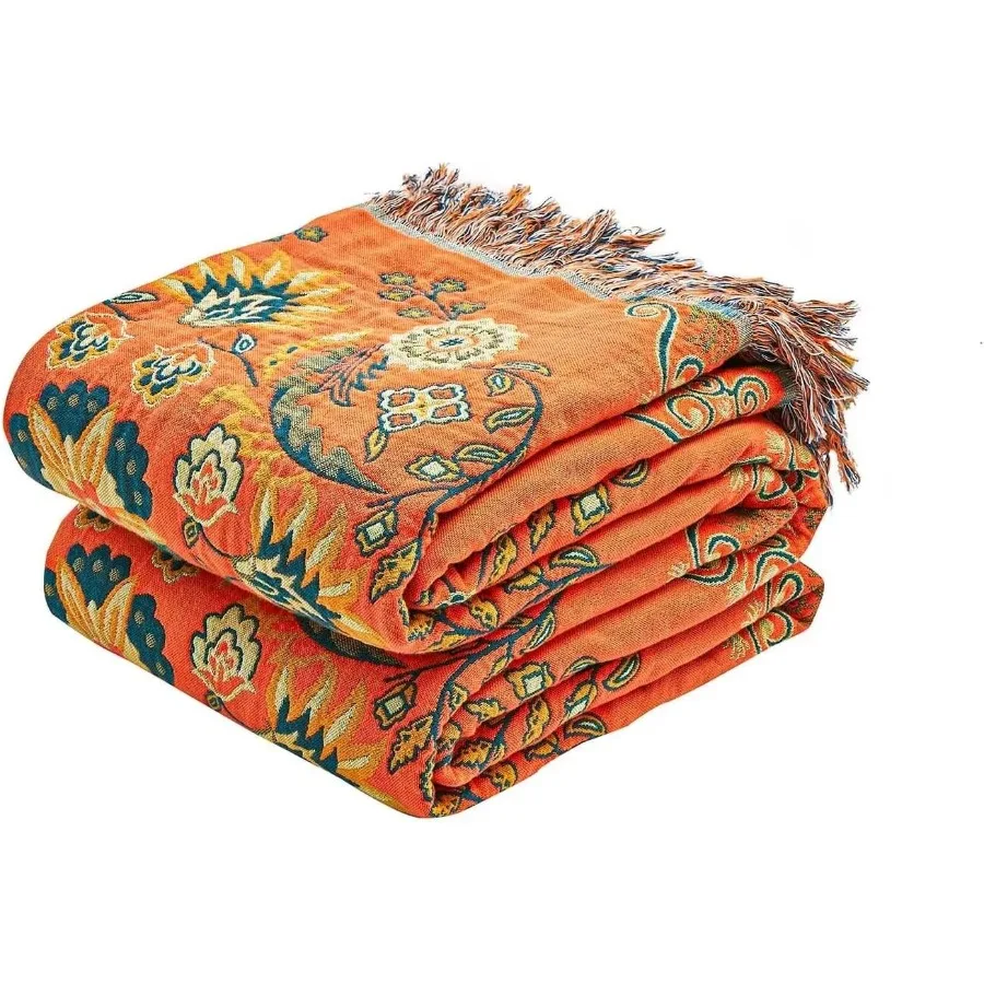 

Boho Throw Blanket 100 Cotton Ultra Soft Luxury Throw Rustic Quilt 60x80 Floral Printed Farmhouse Decor Bed Summer Blankets All