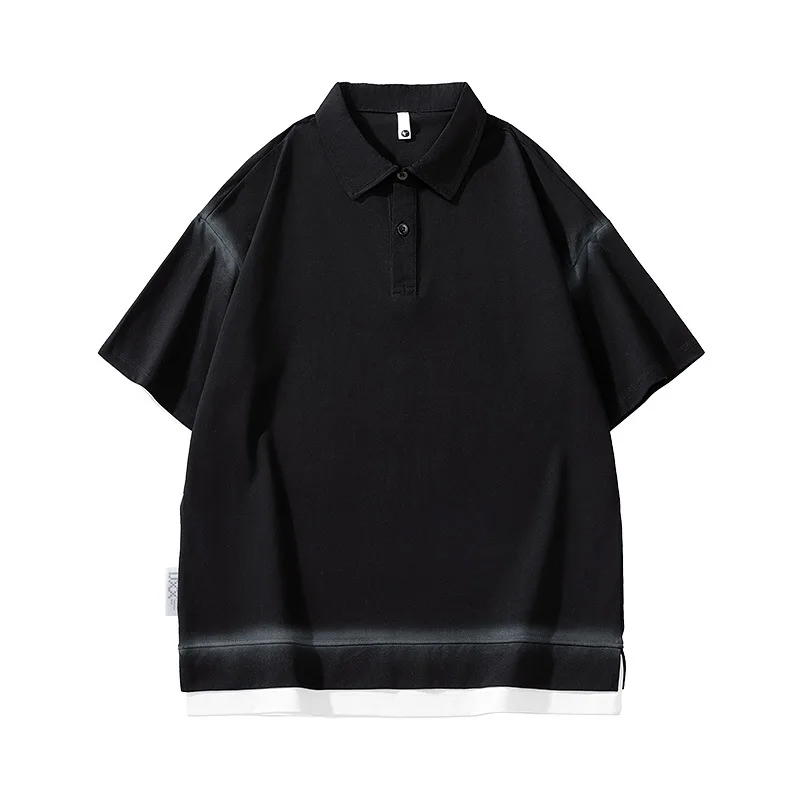 Summer Loose Fit Men's Short Sleeve Polo Shirt Trendy Casual Style New Arrival Youth Popular Cotton Blend T-Shirt Top