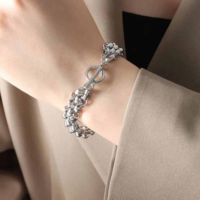GANPUP 316L Edelstahl Wasserdicht Gold Farbe Metall Kubanische Kette Aussage Halskette Armband Set Charme Mode Schmuck Frauen – Detail 10