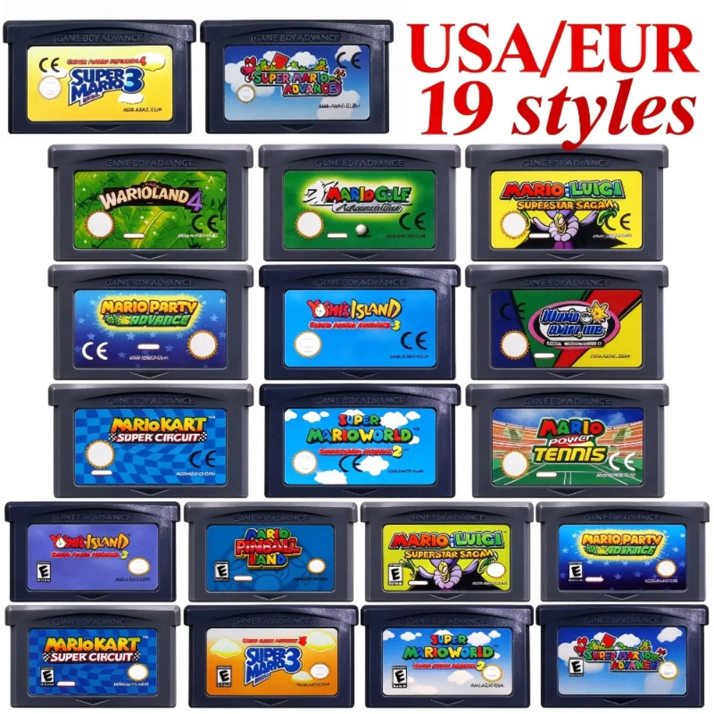 19 Styles GBA Game Cartridge Cards EUR&USA Version For Game Boy Advance GBA/SP/DS Lite Vintage Game Collection Gift For Kids