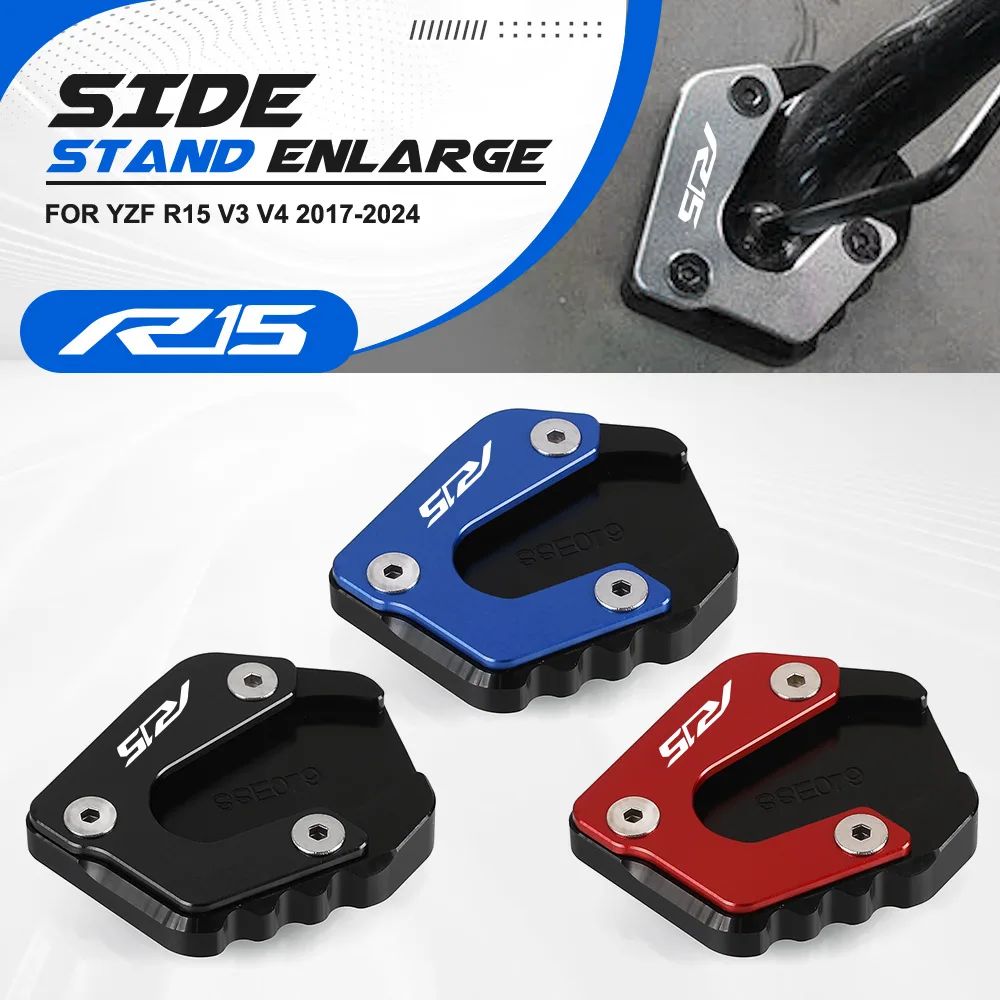 

YZF-R15V3 Side Stand Extension Kickstand Enlarger Plate Pad For YAMAHA YZF R15 V3 V4 2017 2018 2019 2020 2021 2022 2023 2024